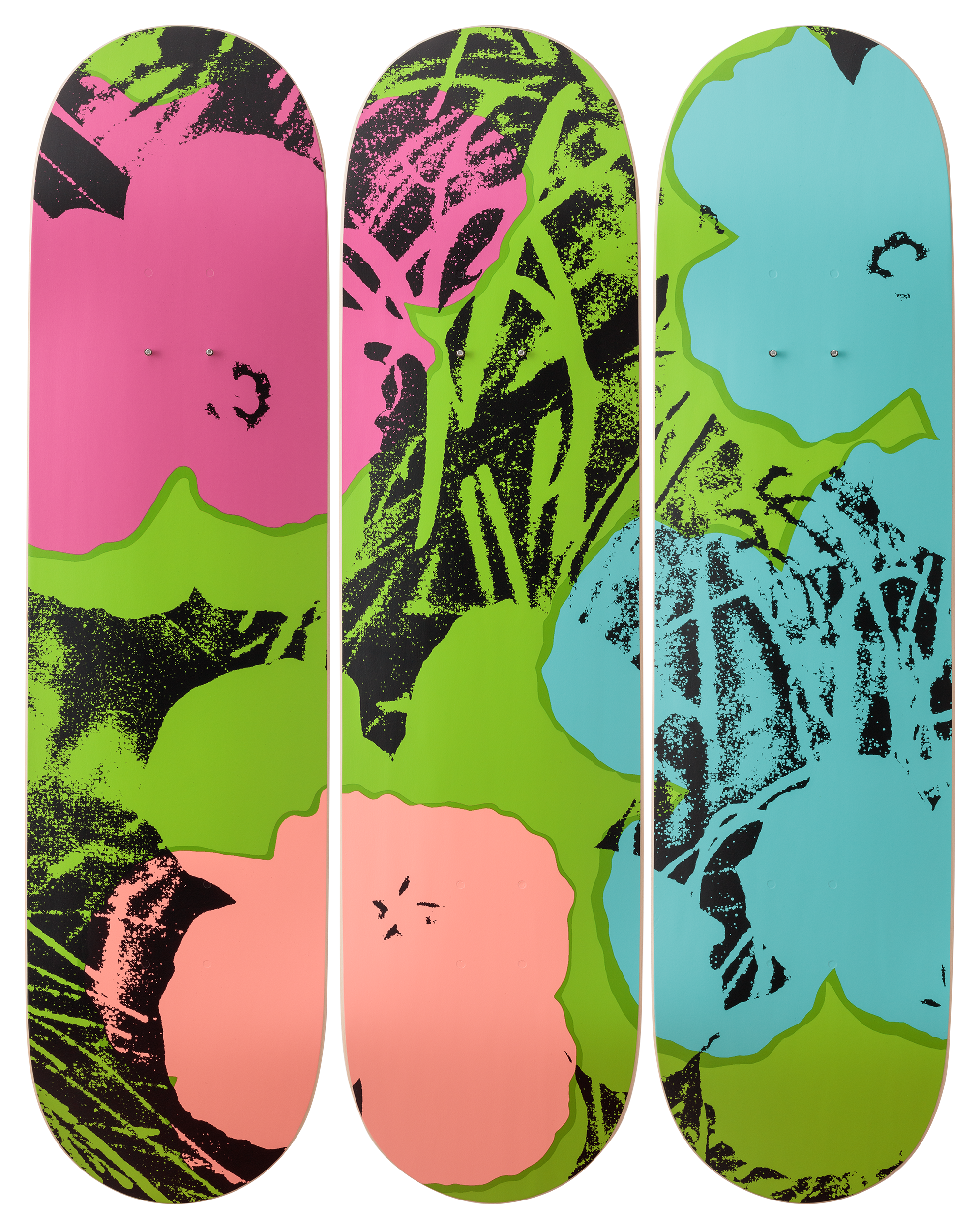 "Flowers - Green/Pink" Skates triptych